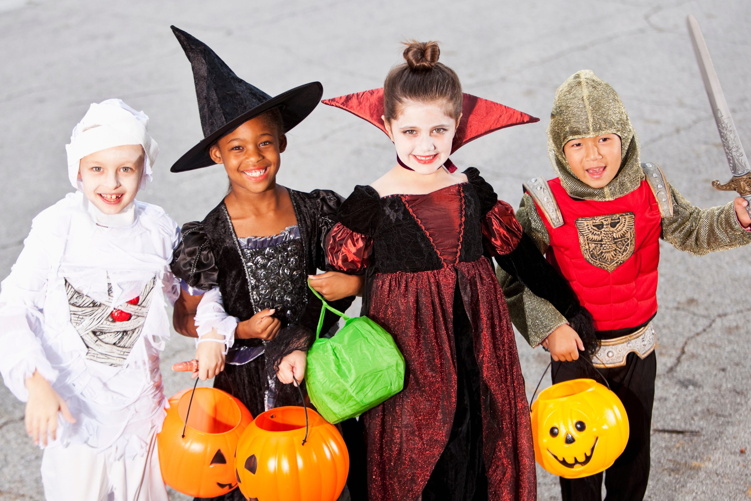 Kids in Costumes Trick or Treating